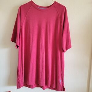 Caribbean Mens XL Short Sleeve T-Shirt Red Raglan Parrot Logo RN58909